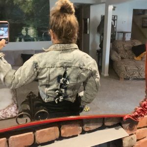 RARE Denim Jean Jacket Vintage Jordache Stone Washed Medium with Bows